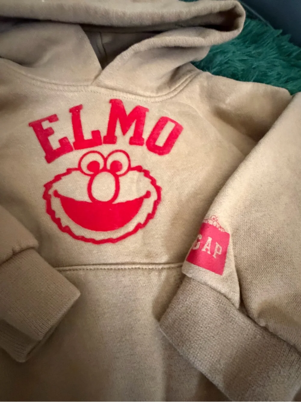 4/$20 💫 Gap Baby Sesame Street Elmo Hoodie 18-24M Tan Brown